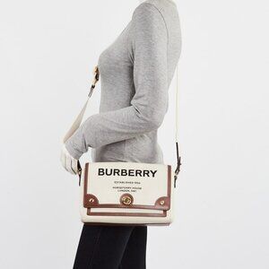 Burberry Beige/Brown Canvas and Leather Horseferry Note Crossbody Bag